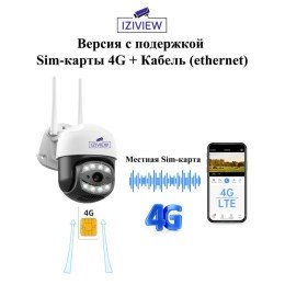 IZIVIEW-R17LU4G IP, 4G, 2 Мп, ИК 20 м, LED 30 м, поворотная, микрофон, динамик 12 В